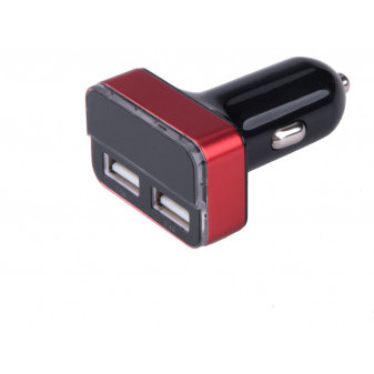 Ładowarka samochodowa USB, 12/24V, 2xUSB, miernik, 3,4A, 17W