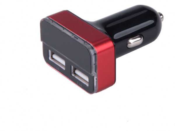 nabíječka USB do auta, 12/24V, 2xUSB, měřič, 3,4A, 17W