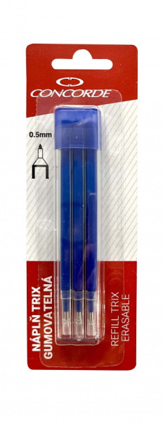 Náplň pro Roller Trix, etue 3ks, gumovatelné 0,5mm, modrá, Concorde, A14663