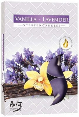 Vonná čajová svíčka Vanilka - Levandule 6 ks v krabičce P15-149