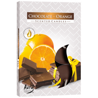 Vonná čajová svíčka Čokoláda-Pomeranč 6 ks v krabičce p15-340