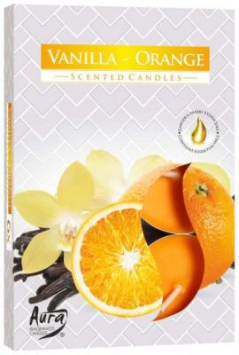 Vonná čajová svíčka Vanilka-Pomeranč 6 ks v krabičce P15-37
