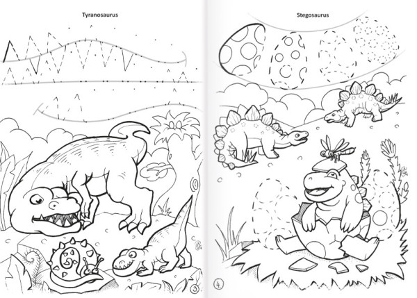 Omalovánka A4 - Grafomotorická - Dinosauři