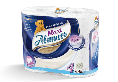 Toaletní papír Almusso MAXI 3vrs., 4ks v balení, modrý, 40m