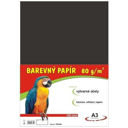 Papier farebný A3 100ks 80g čierny