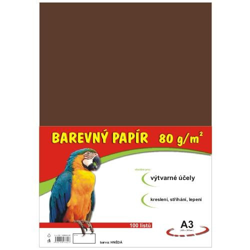 Papier farebný A3 100ks 80g hnedý