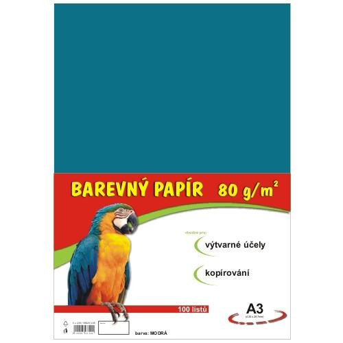 Papier kolorowy A3 100 szt 80g niebieski