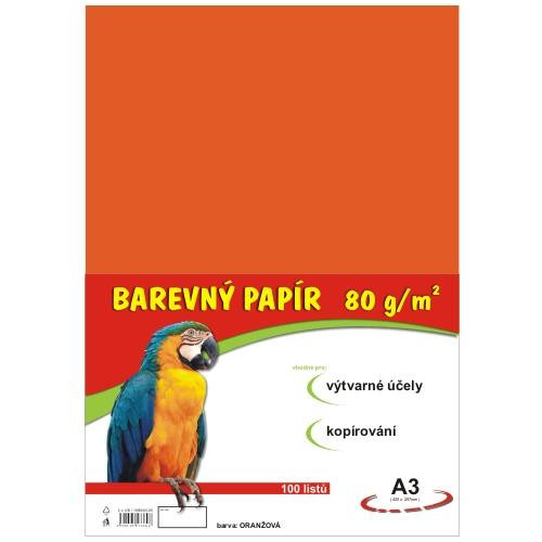 Papier kolorowy A3 100 szt 80g pomarańczowy