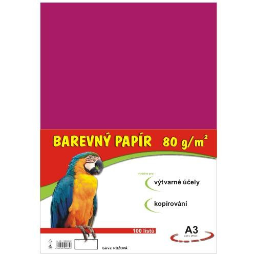 Papier kolorowy A3 100 szt 80g różowy