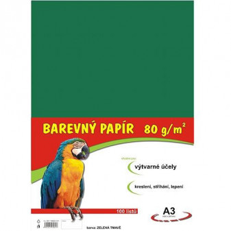 Papier kolorowy A3 100 szt 80g ciemnozielony