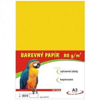 Papier farebný A3 100ks 80g žltý