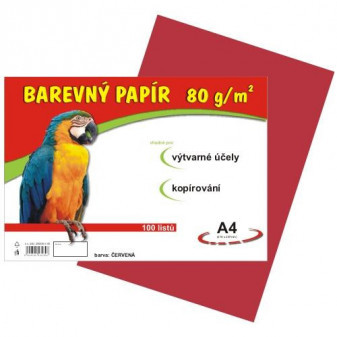 Papier kolorowy A4 100 szt 80g czerwony