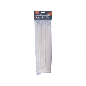 pásky stahovací na kabely bílé, 280x3,6mm, 100ks, nylon PA66