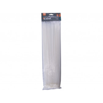 pásky stahovací na kabely bílé, 400x4,8mm, 100ks, nylon PA66