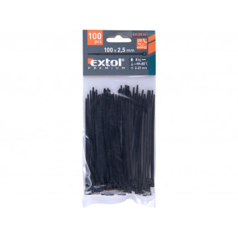 pásky stahovací na kabely černé, 100x2,5mm, 100ks, nylon PA66