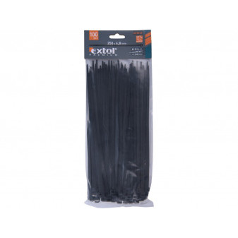 opaski kablowe czarne, 250x4,8mm, 100 szt, nylon PA66