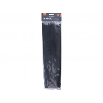 opaski kablowe czarne, 380x4,8mm, 100 szt, nylon PA66