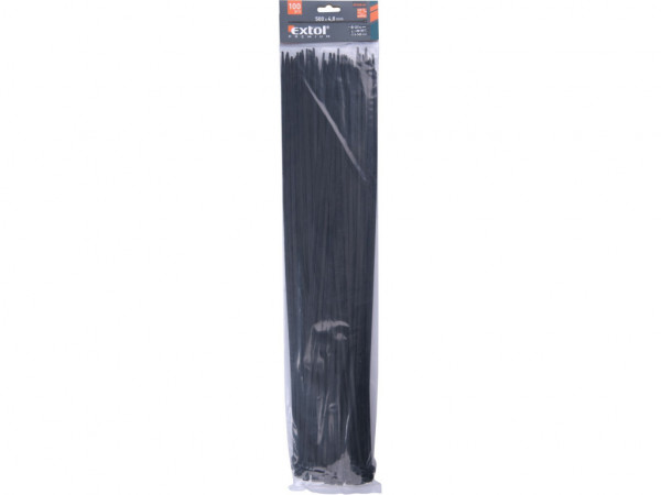 opaski kablowe czarne, 500x4,8mm, 100 szt, nylon PA66