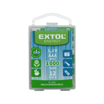 POŠK. OBAL baterie nabíjecí, 12ks, AAA (HR03), 1,2V, 1000mAh, NiMh