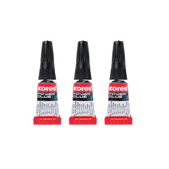 Klej błyskawiczny Kores, Power Glue, Żel, 3x1g