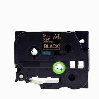 Alternativní páska Brother TZ-354 / TZe-354, 24mm x 8m, zlatý tisk / černý podklad