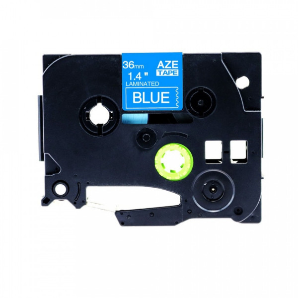 Alternativní páska Brother TZ-565 / TZe-565, 36mm x 8m, bílý tisk / modrý podklad