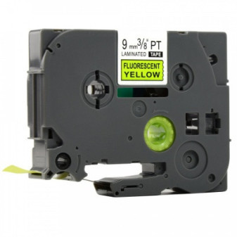 Alternativní páska Brother TZ-C21/TZe-C21, signální 9 mm x 8 m, černý tisk/žlutý podklad
