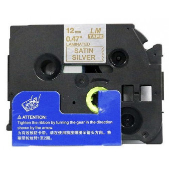 Alternativní páska Brother TZ-MQ934/TZe-MQ934, 12mm x 5m, bílý tisk /světle stříbrný podklad