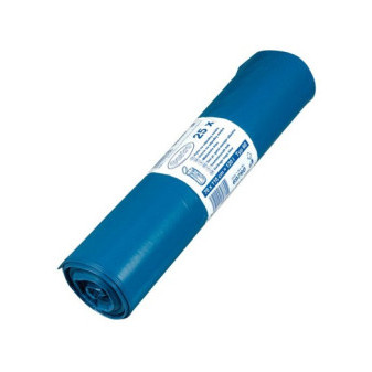 Pytel PE 70x110cm 120l/25ks, modrý zatahovací, 60mic