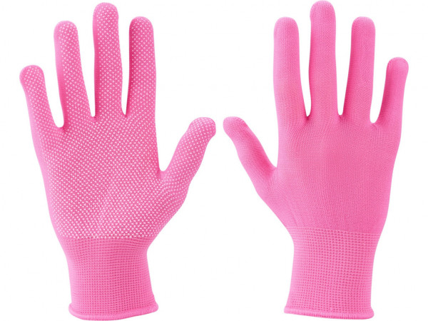 rukavice z polyesteru s PVC terčíky na dlani, velikost 7'