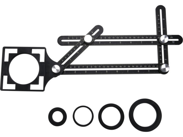 metalowy szablon do przenoszenia kątów i pozycji z lokalizatorem, ramiona 25x12mm