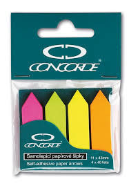 CONCORDE Samolepicí záložky šipky neon, 11x43mm, 4x40 listů A0971