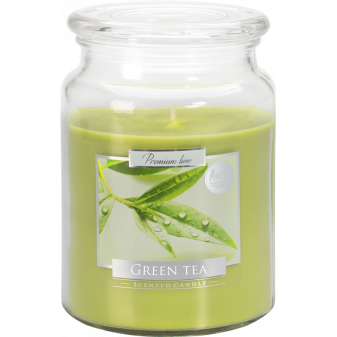 Świeca zapachowa w szklance z pokrywką Zielona herbata, 500g 100 godzin, snd99-83