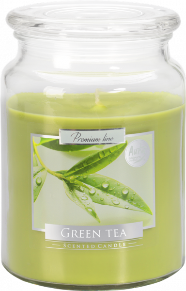 Świeca zapachowa w szklance z pokrywką Zielona herbata, 500g 100 godzin, snd99-83