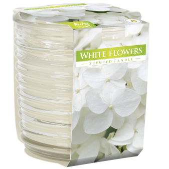 Vonná svíčka vroubkované sklo Bílé květy snw80-1-179