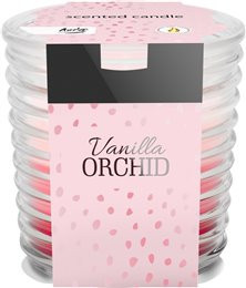 Vonná svíčka vroubkované sklo Vanilka-Orchidej snw80-184