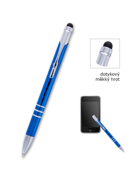 Kuličkové pero dotykové Soft, modré bez potisku, Concorde