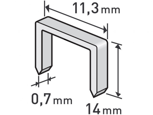 ŠPATNÝ OBAL spony, balení 1000ks, 14mm, 11,3x0,52x0,70mm