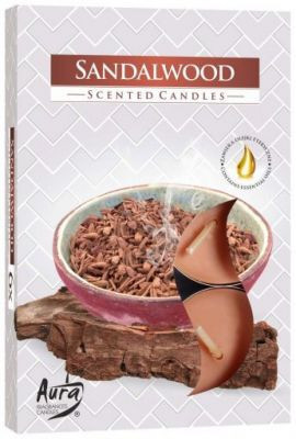 Vonná čajová svíčka santalové dřevo 6 ks v krabičce P15-81