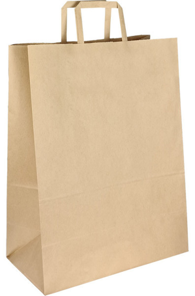 Papierová taška s uchom hnedá STREDNÁ, 32x22x25mm 70-80 g/m2