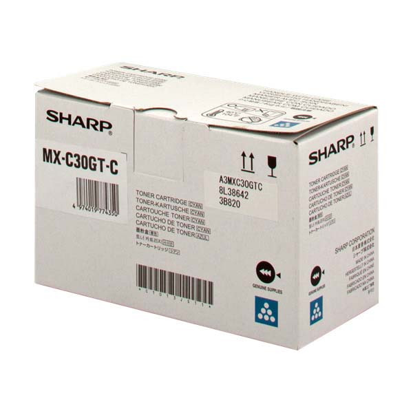 Sharp originální toner MX-C30GTC, cyan, 6000str., Sharp MX-C250FE, C300WE