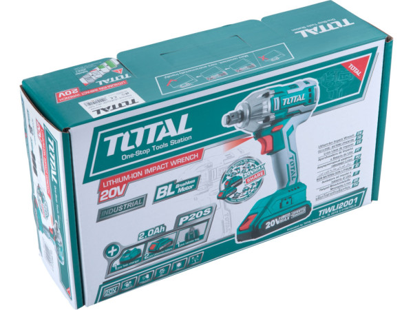 utahovák rázový AKU 1/2', brushless, 20V Li-ion (2x), 2000mAh, industrial