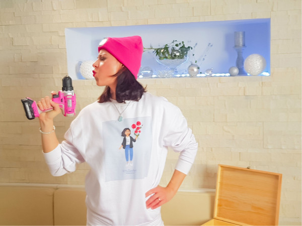 vrtací šroubovák aku, růžový, 12V Li-ion, 1300mAh, v tašce, EXTOL LADY
