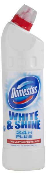 WC čistič 750ml Domestos White & Shine čistí a dezinfikuje