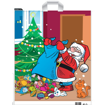 Plastikowa torebka prezentowa z nadrukiem - Motyw świąteczny I