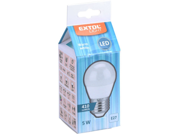 žiarovka LED mini, 410lm, 5W, E27, teplá biela