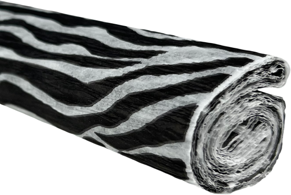 Krepový papír - Zebra 0,5x2m 28 g/m2 D64